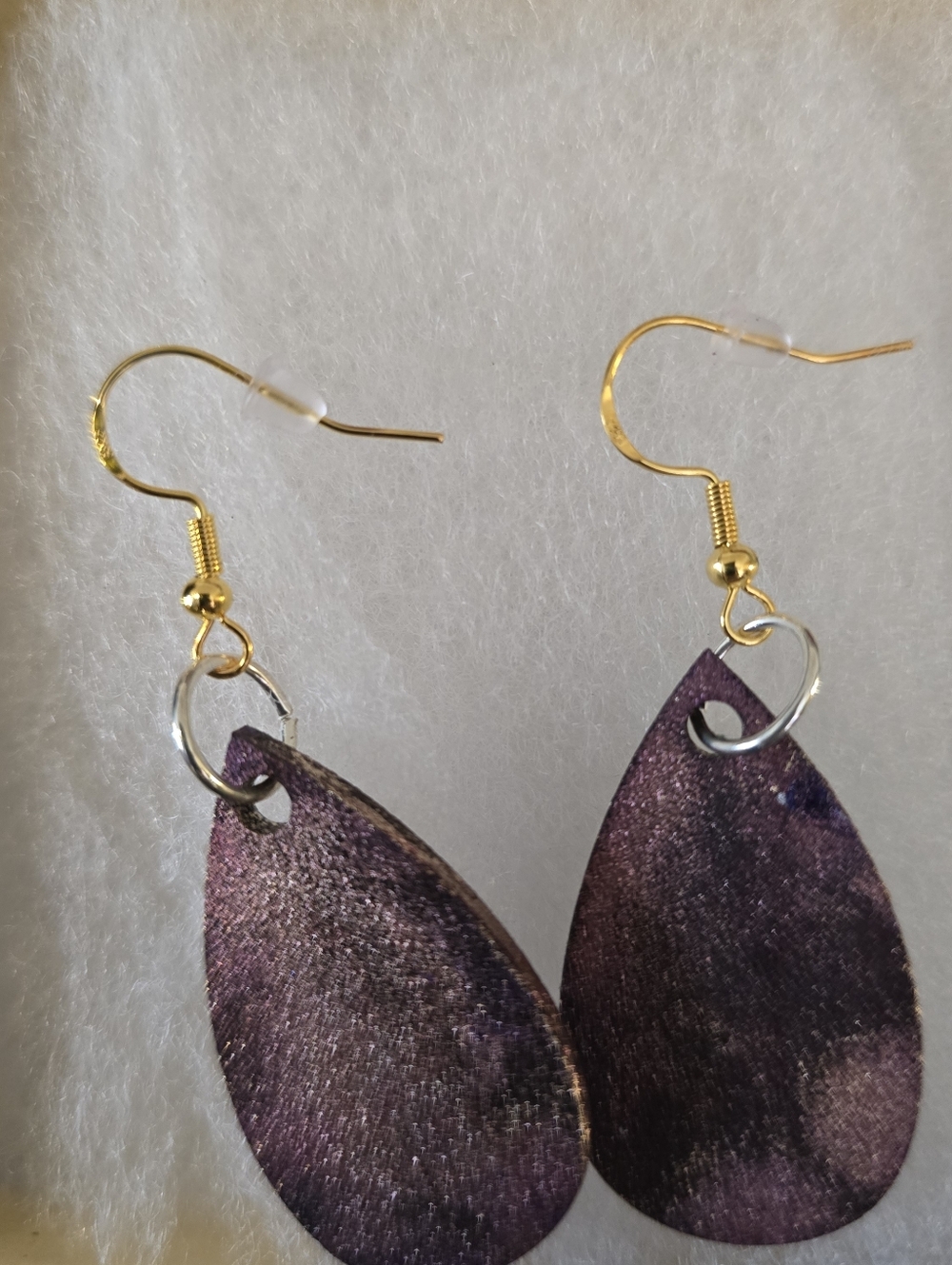 HANDCRAFTED Wood Dangle Earrings HANDPAINTED Delicate Piercing ARTISAN Jewelry - Picture 5 of 10